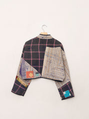 The Kaira Cropped Quilted Patchwork Kantha Jacket