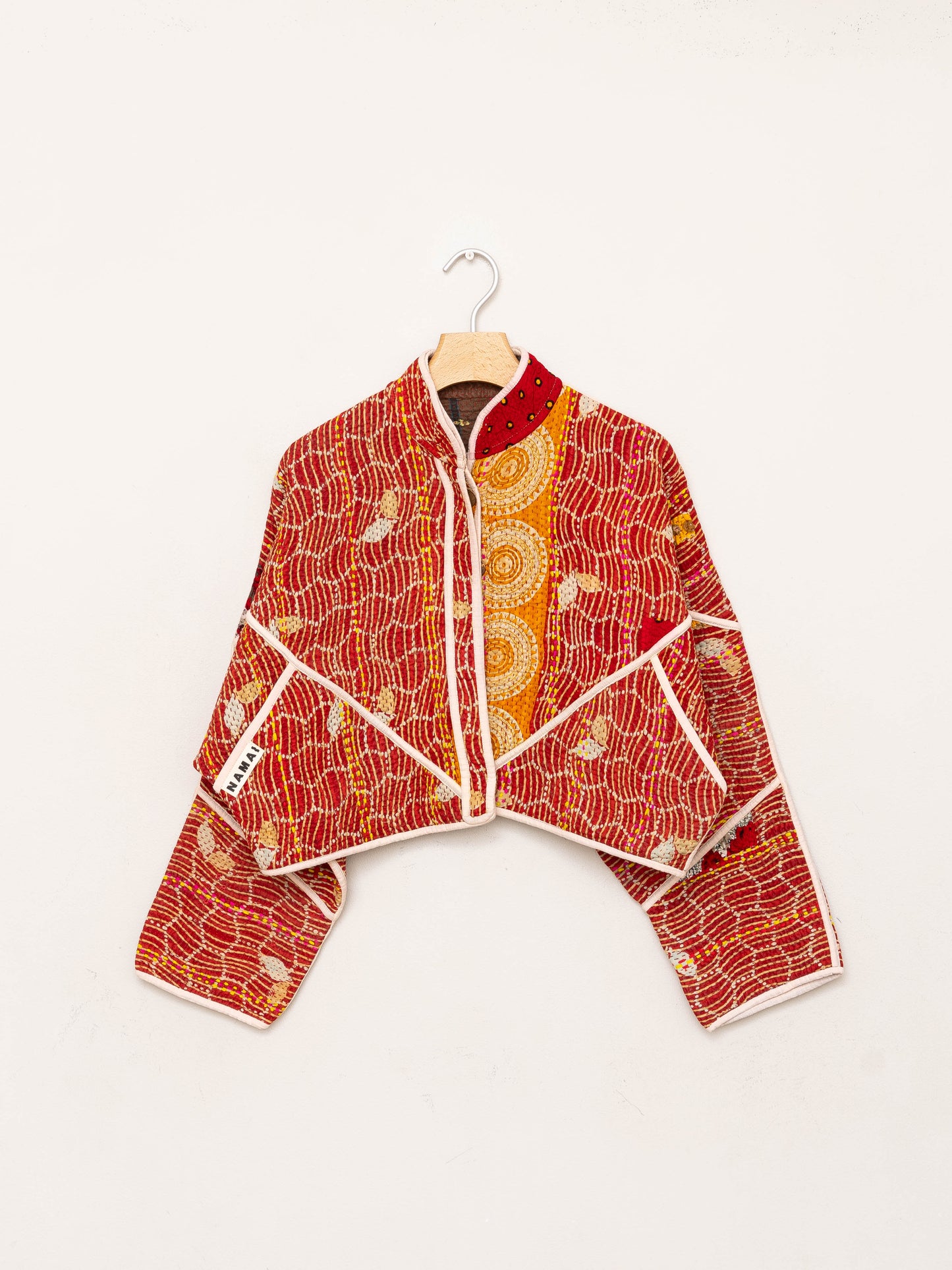 The Kaira Cropped Quilted Patchwork Kantha Jacket