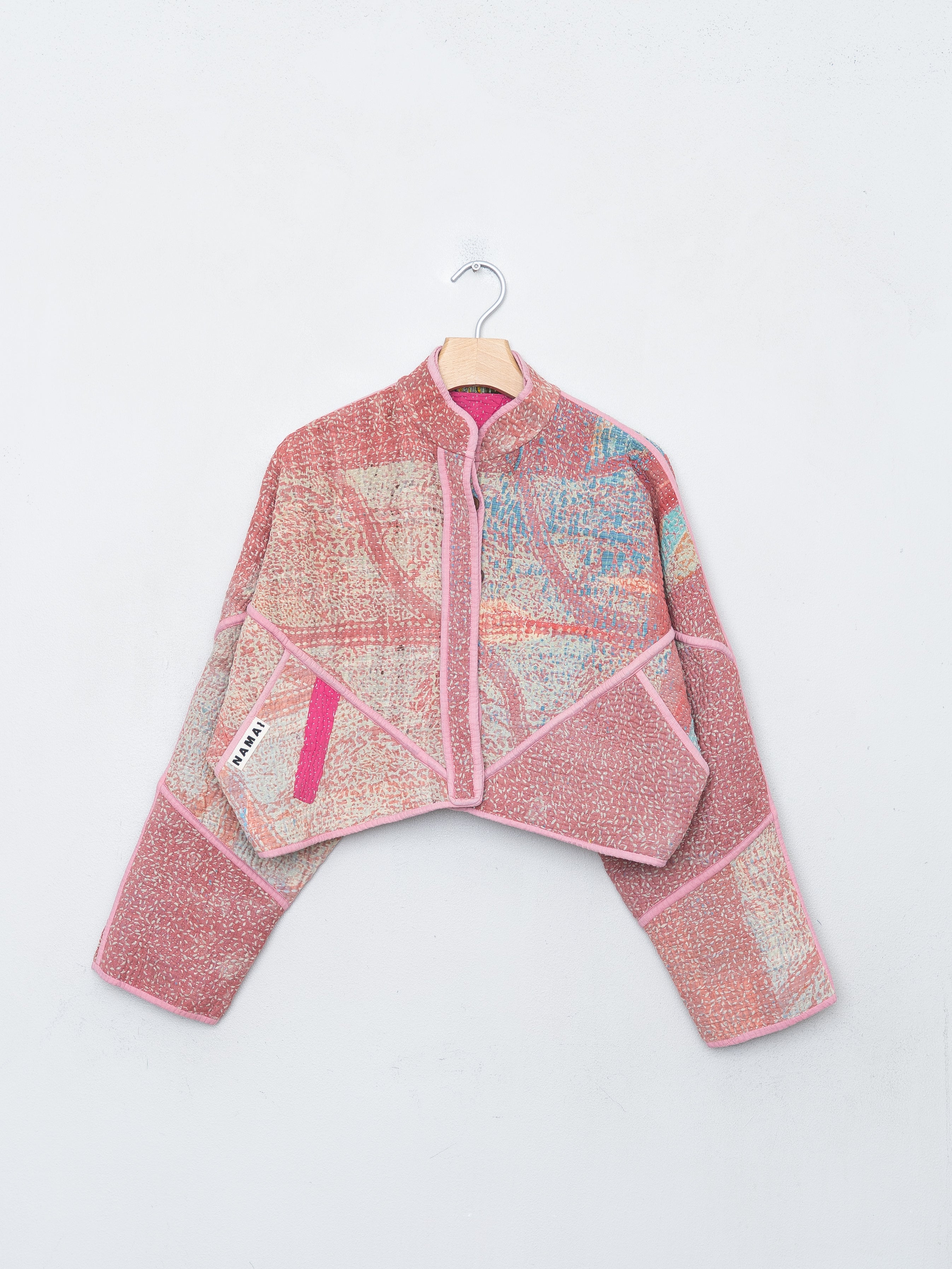 The Kaira Cropped Quilted Patchwork Kantha Jacket
