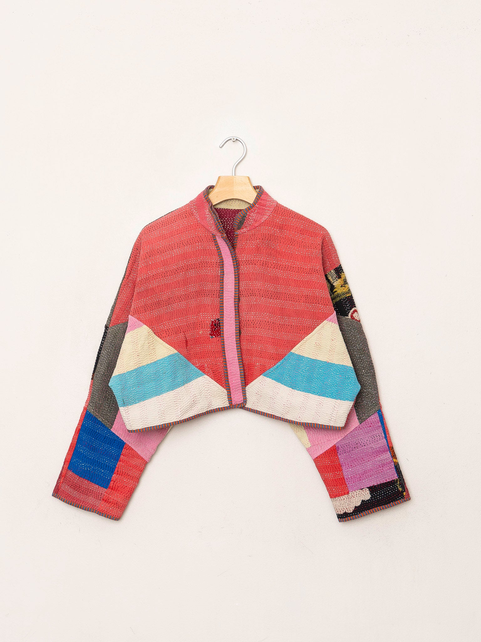 The Kaira Cropped Quilted Patchwork Kantha Jacket
