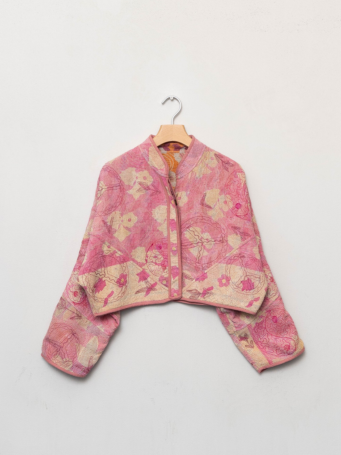 The Kaira Cropped Suzani Quilted Kantha Jacket