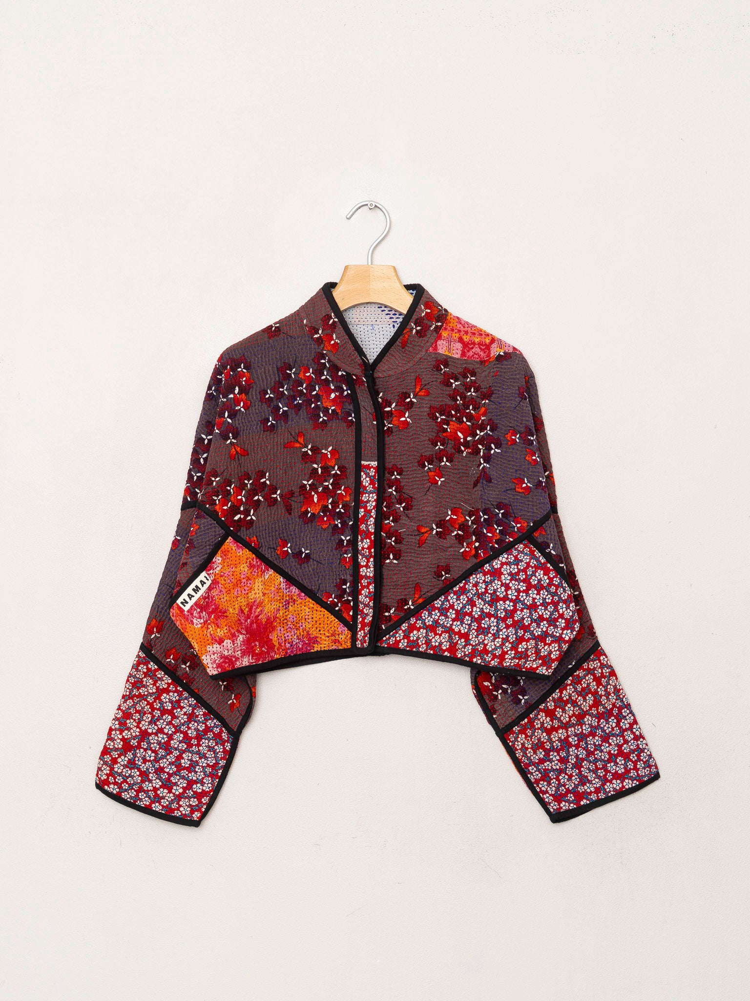 The Kaira Cropped Quilted Patchwork Kantha Jacket