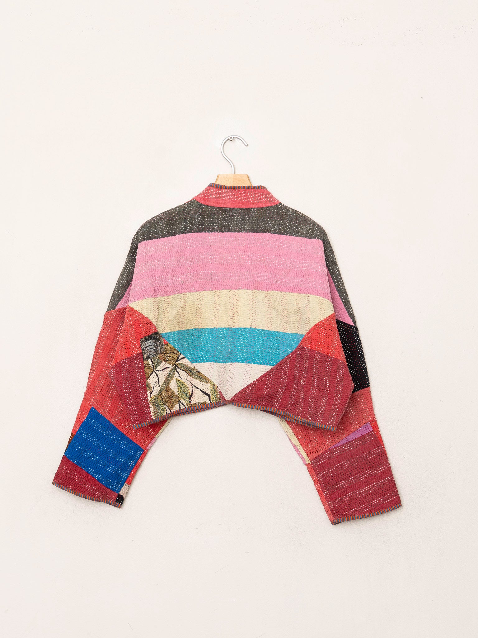 The Kaira Cropped Quilted Patchwork Kantha Jacket