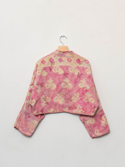 The Kaira Cropped Suzani Quilted Kantha Jacket