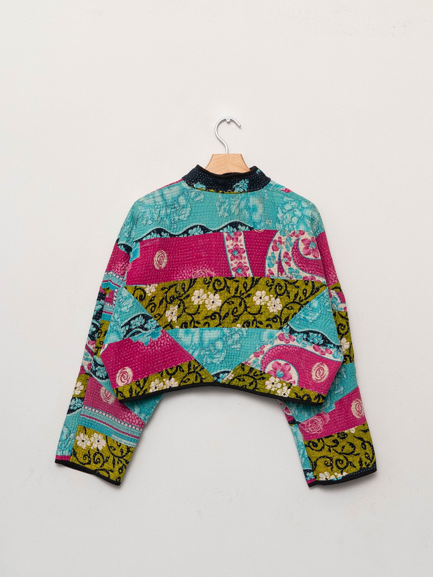 The Kaira Cropped Quilted Patchwork Kantha Jacket