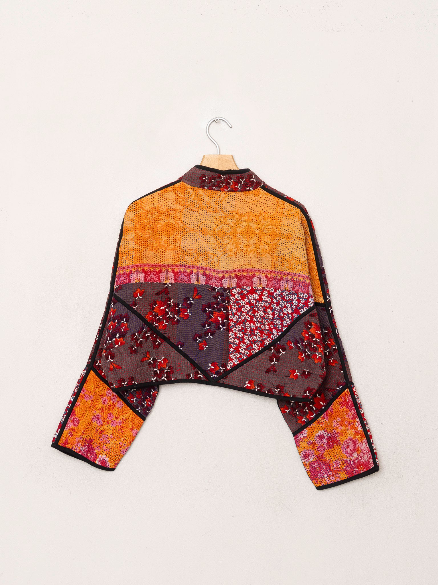 The Kaira Cropped Quilted Patchwork Kantha Jacket