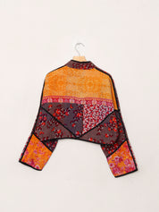 The Kaira Cropped Quilted Patchwork Kantha Jacket