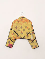 The Kaira Cropped Quilted Patchwork Kantha Jacket