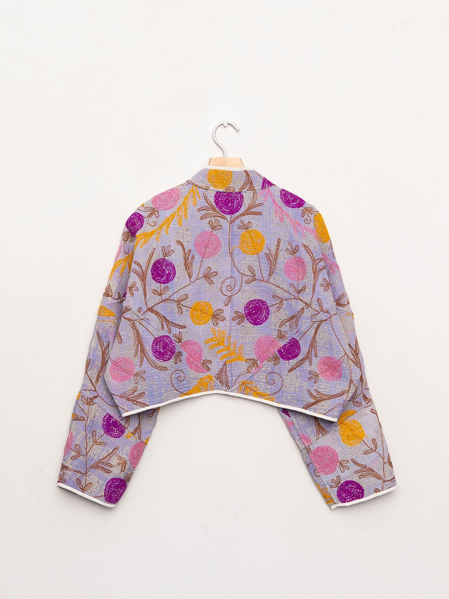 The Kaira Cropped Suzani Quilted Kantha Jacket