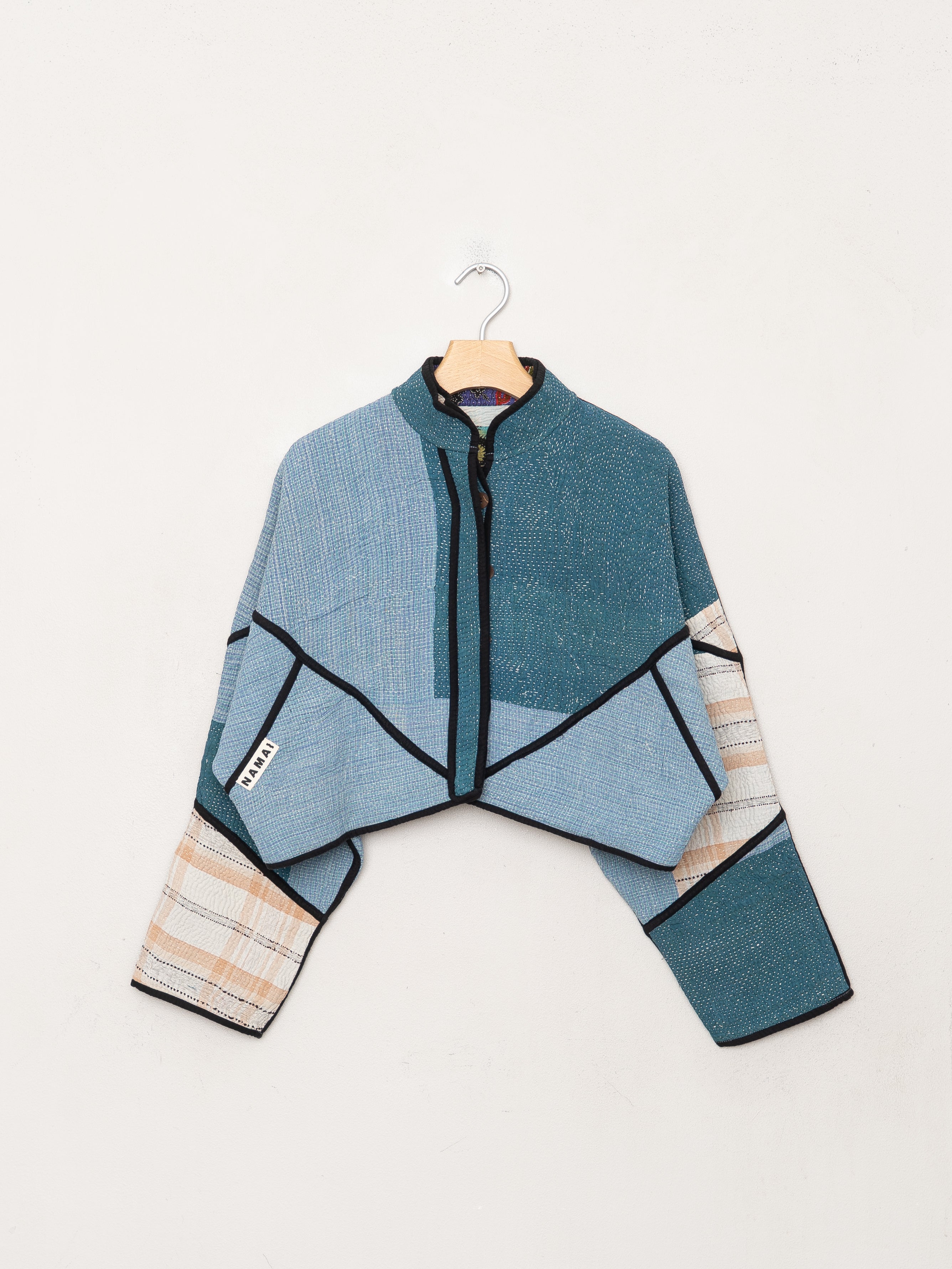 The Kaira Cropped Quilted Patchwork Kantha Jacket