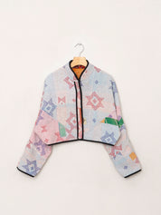 The Kaira Cropped Quilted Patchwork Kantha Jacket