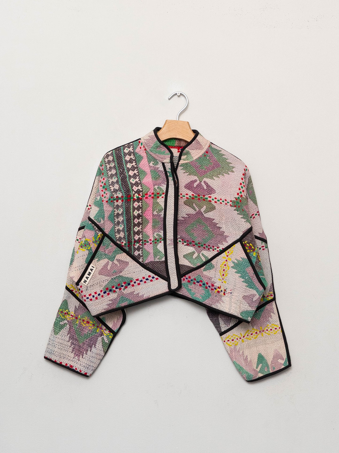 The Kaira Cropped Quilted Patchwork Kantha Jacket