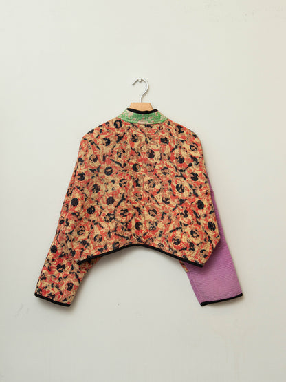 The Kaira Cropped Quilted Patchwork Kantha Jacket