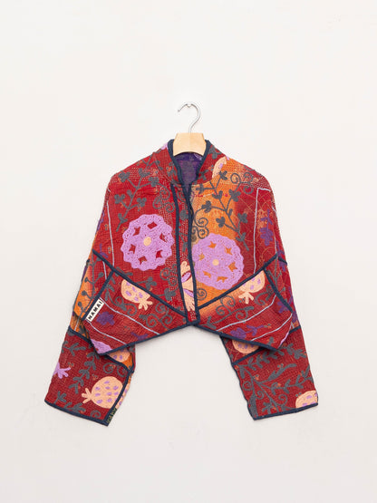 The Kaira Cropped Suzani Quilted Kantha Jacket