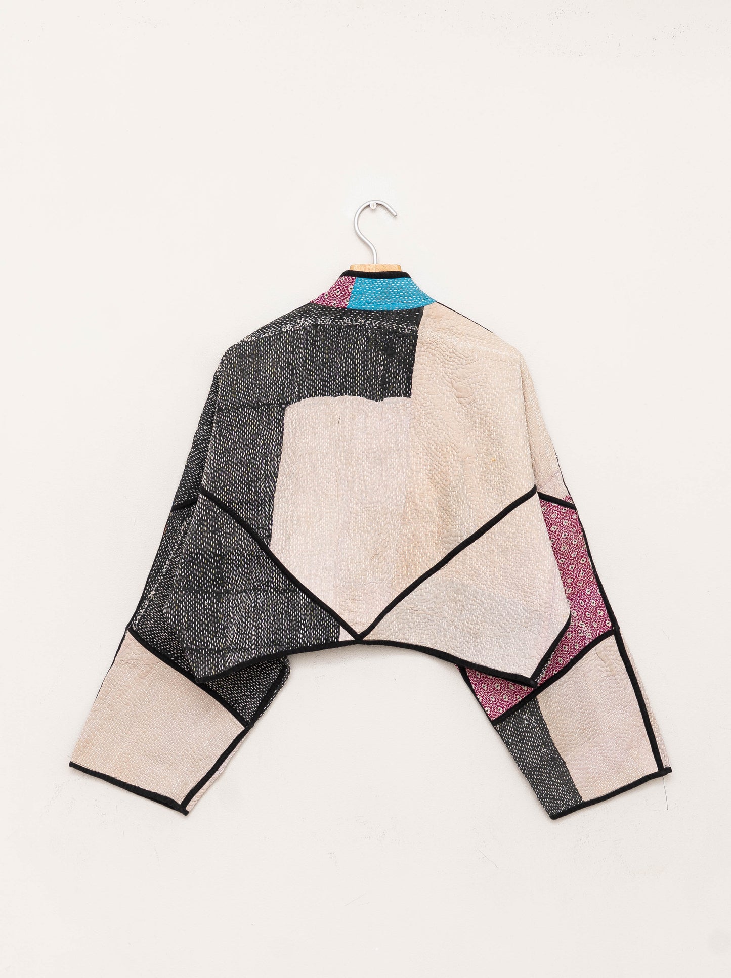 The Kaira Cropped Quilted Patchwork Kantha Jacket