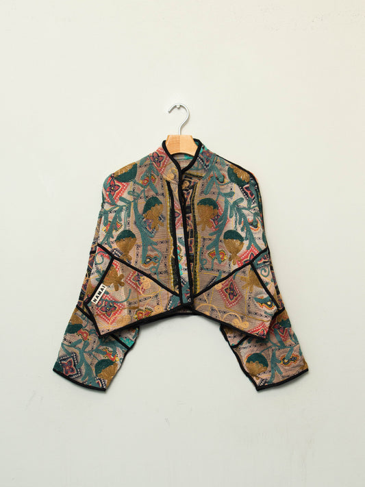 The Kaira Cropped Suzani Quilted Kantha Jacket