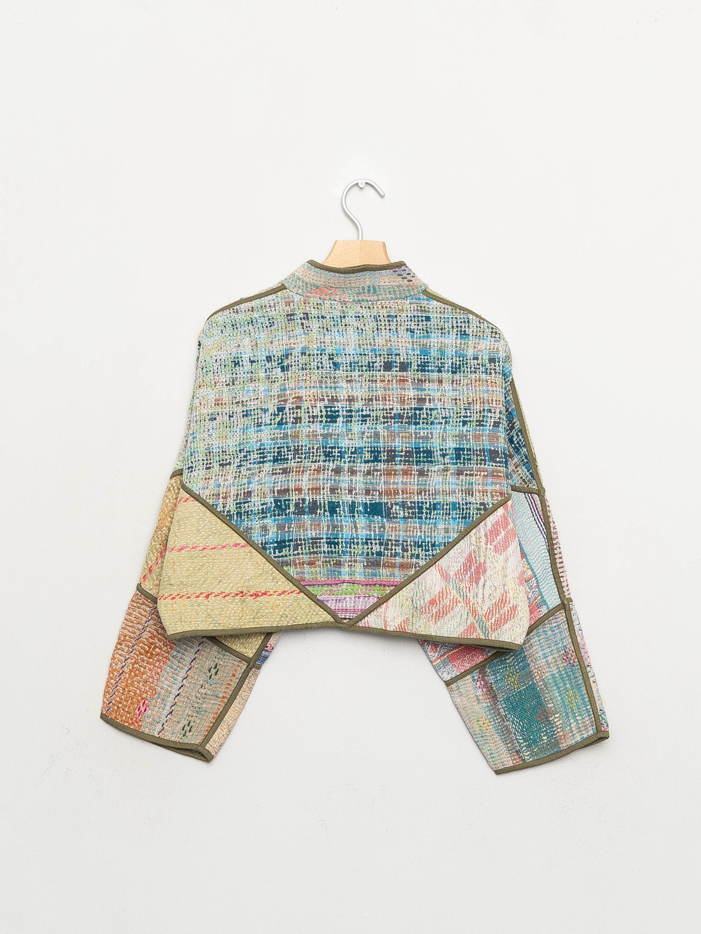 The Kaira Cropped Quilted Patchwork Kantha Jacket