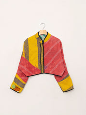The Kaira Cropped Quilted Patchwork Kantha Jacket