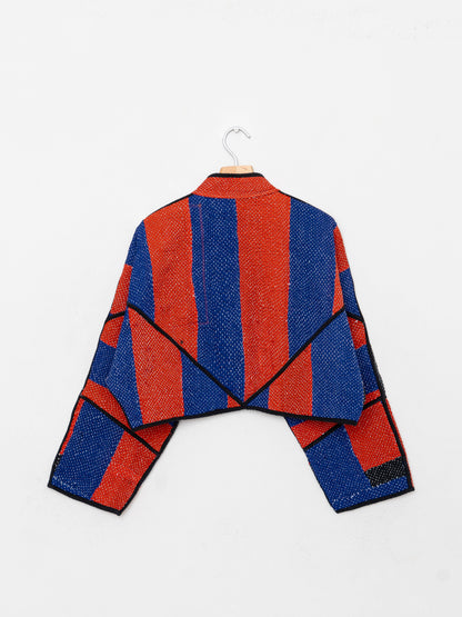 The Kaira Cropped Quilted Patchwork Kantha Jacket
