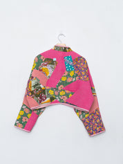 The Kaira Cropped Quilted Patchwork Kantha Jacket