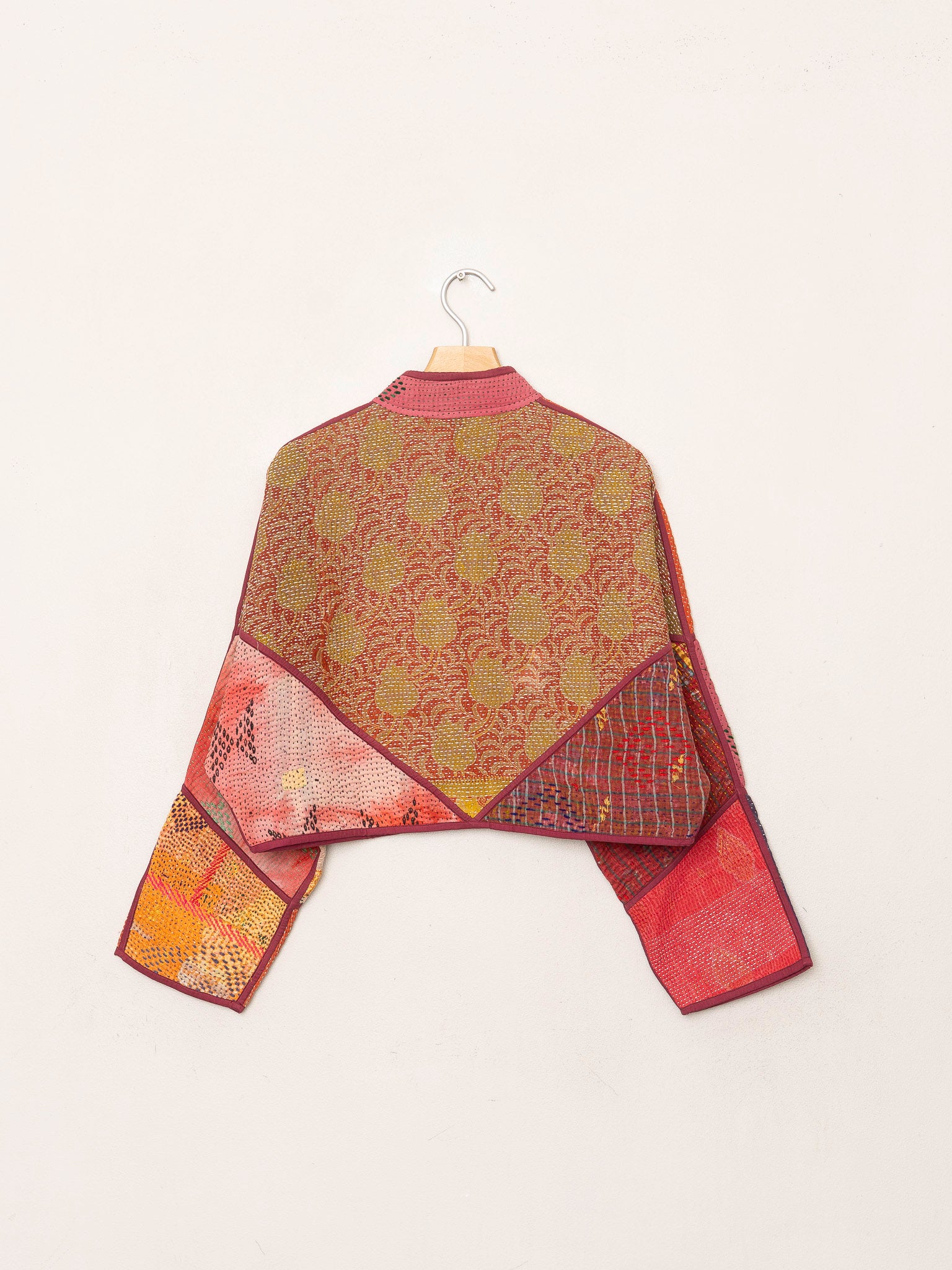 The Kaira Cropped Quilted Patchwork Kantha Jacket