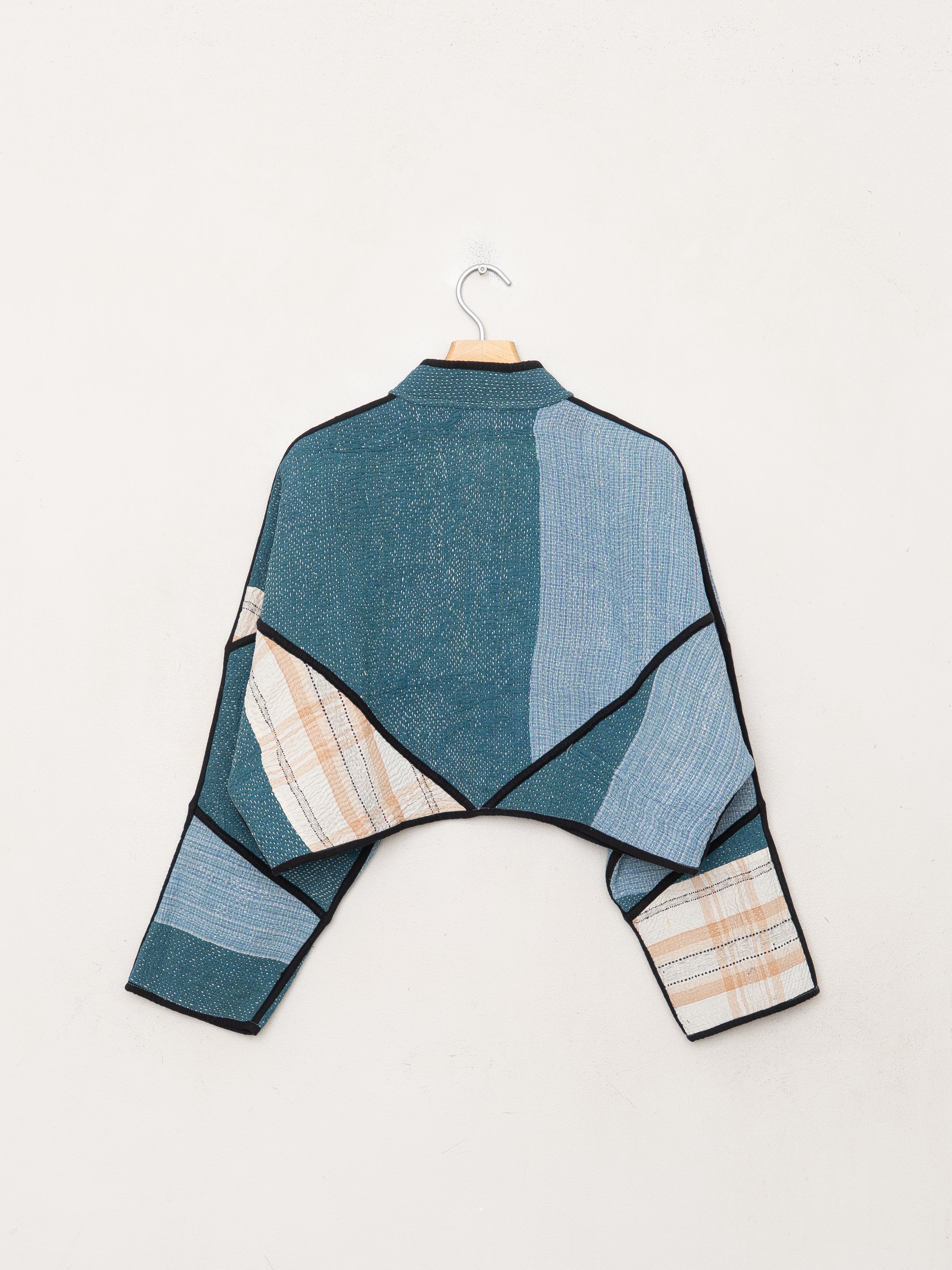 The Kaira Cropped Quilted Patchwork Kantha Jacket