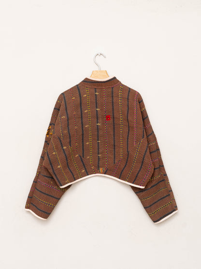 The Kaira Cropped Quilted Patchwork Kantha Jacket