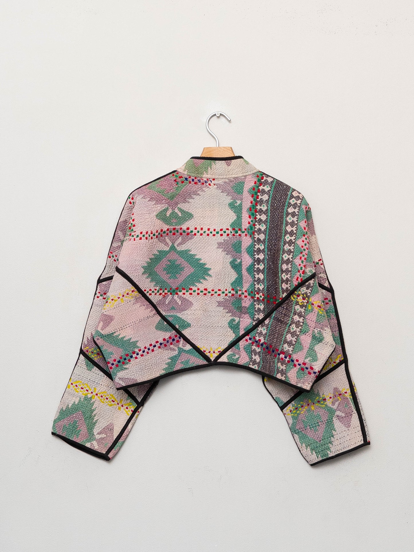 The Kaira Cropped Quilted Patchwork Kantha Jacket