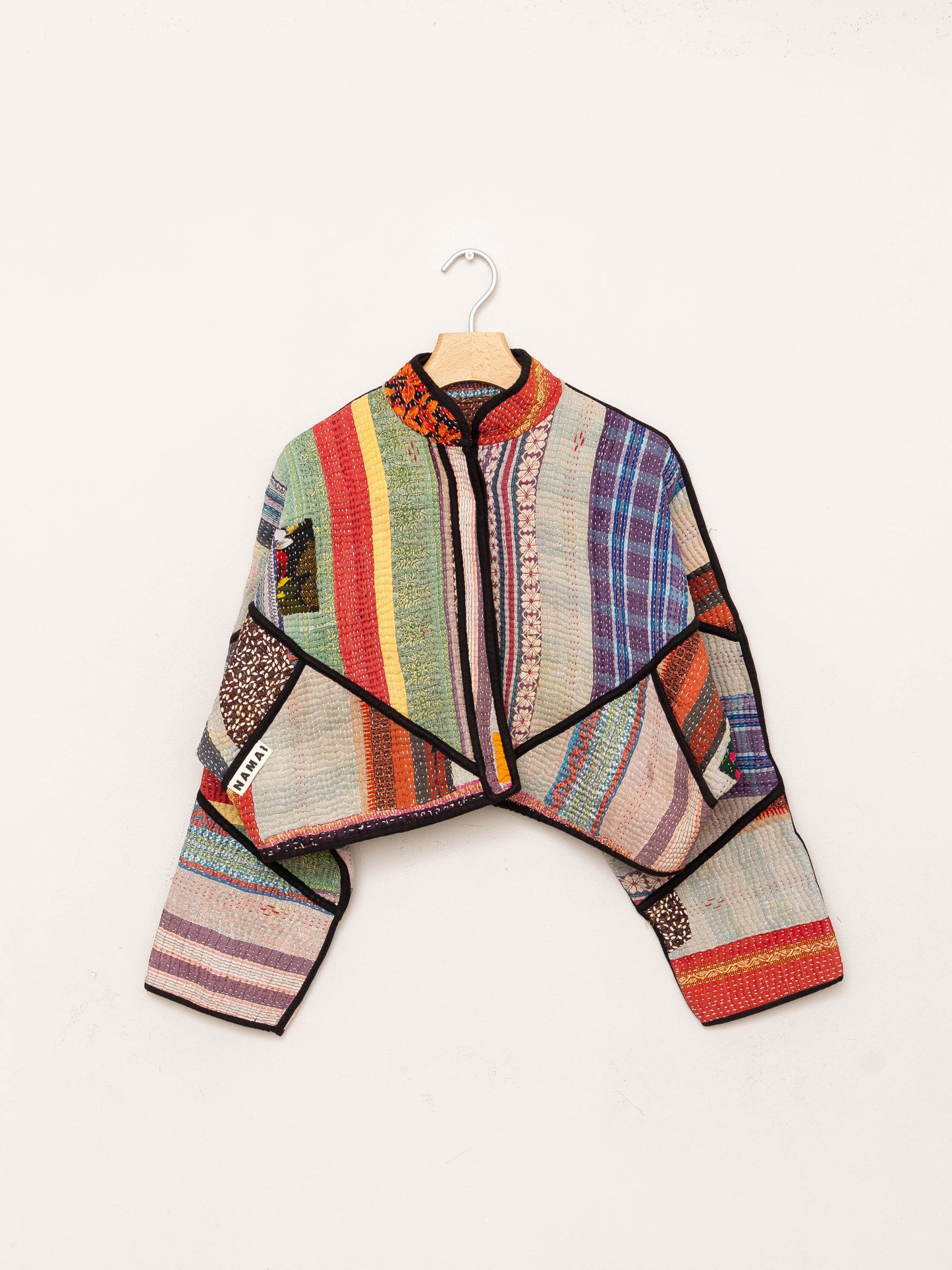 The Kaira Cropped Quilted Patchwork Kantha Jacket