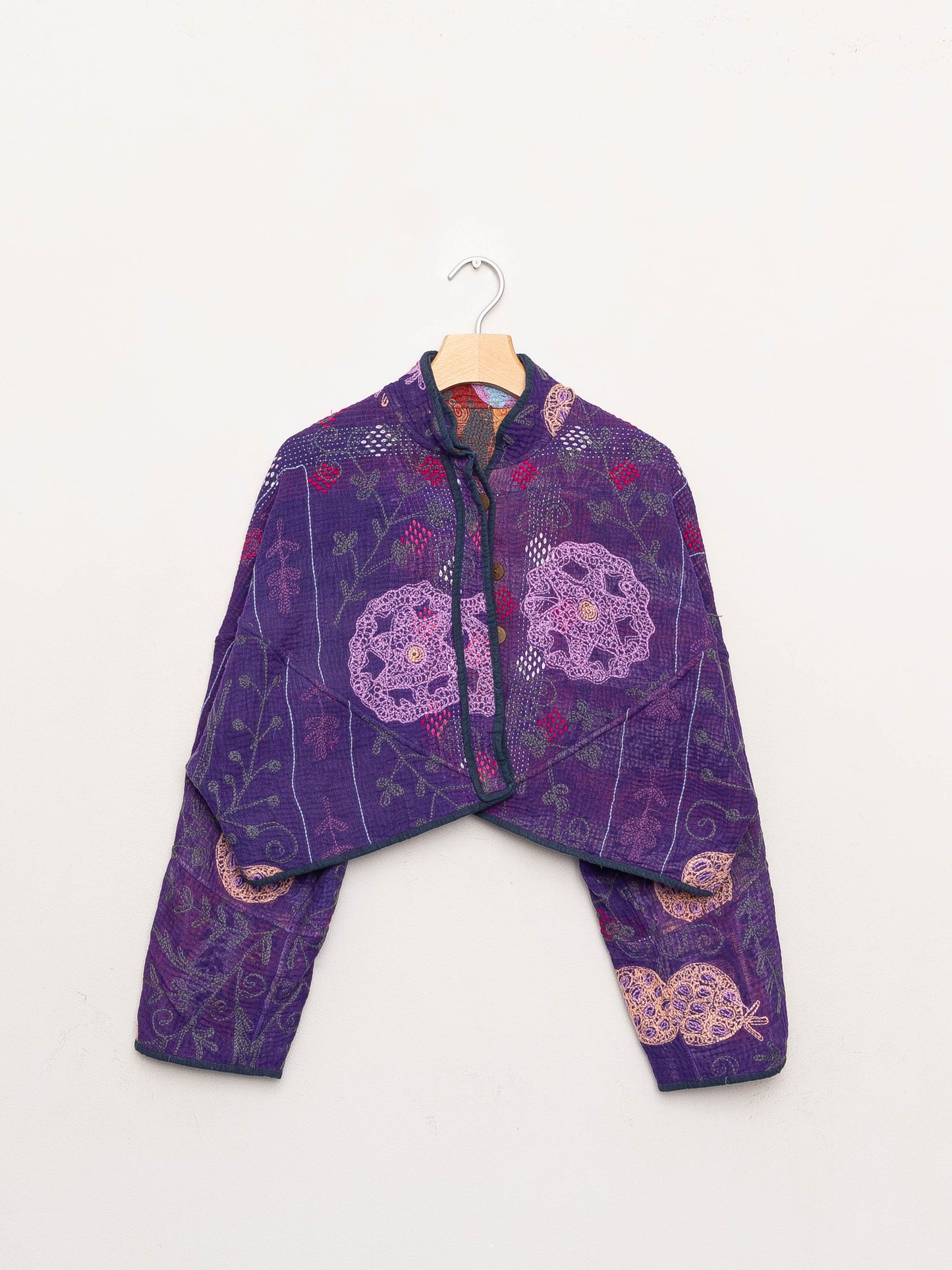 The Kaira Cropped Suzani Quilted Kantha Jacket