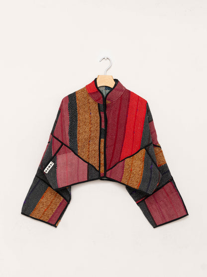 The Kaira Cropped Quilted Patchwork Kantha Jacket
