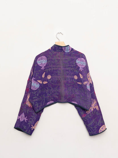 The Kaira Cropped Suzani Quilted Kantha Jacket