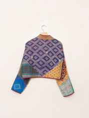 The Kaira Cropped Quilted Patchwork Kantha Jacket