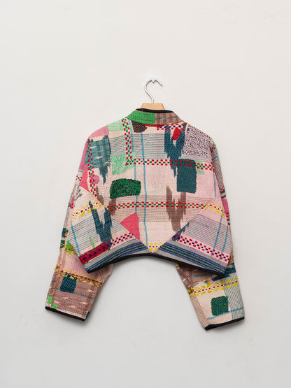 The Kaira Cropped Quilted Patchwork Kantha Jacket