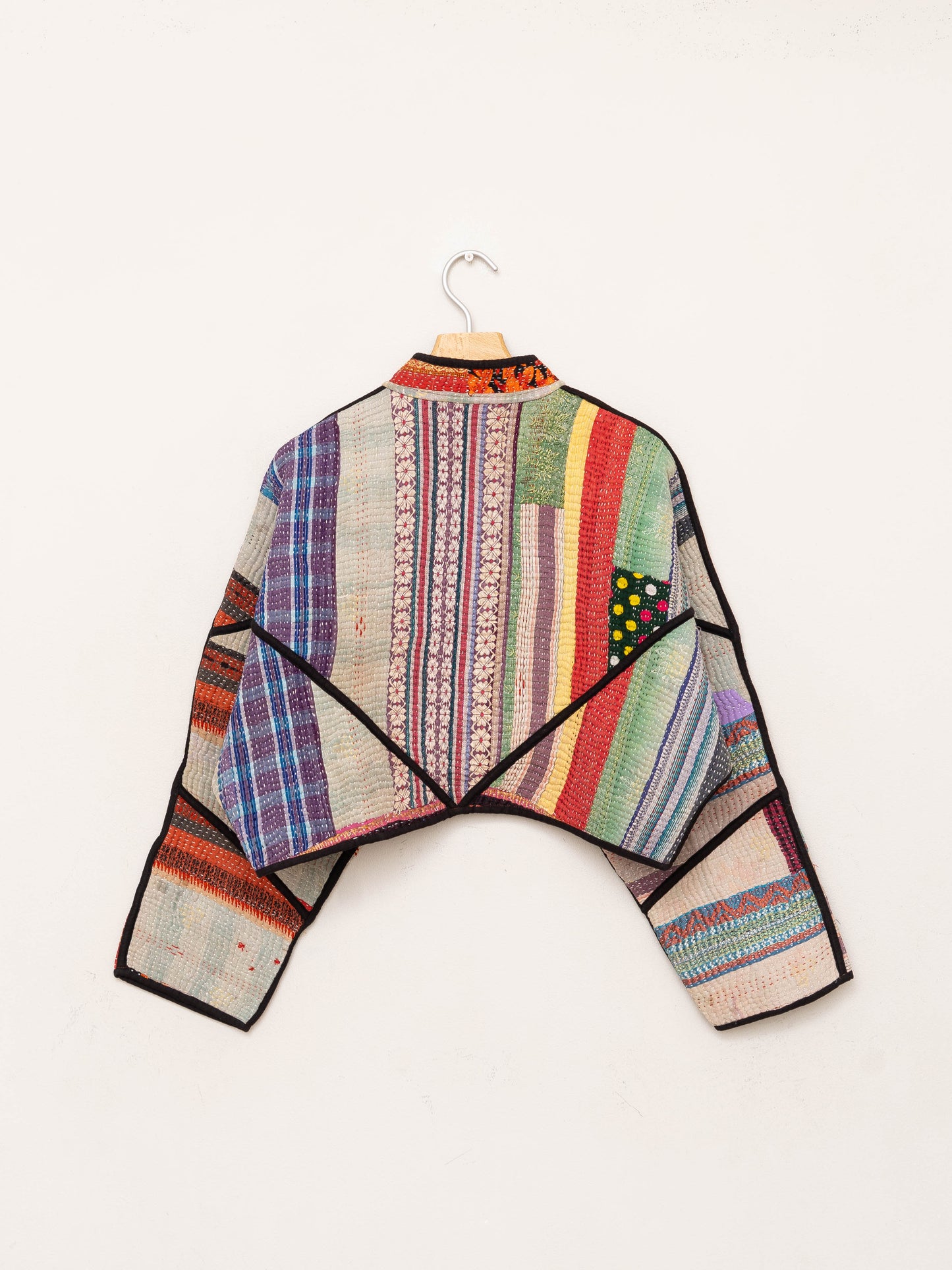 The Kaira Cropped Quilted Patchwork Kantha Jacket