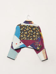 The Kaira Cropped Quilted Patchwork Kantha Jacket