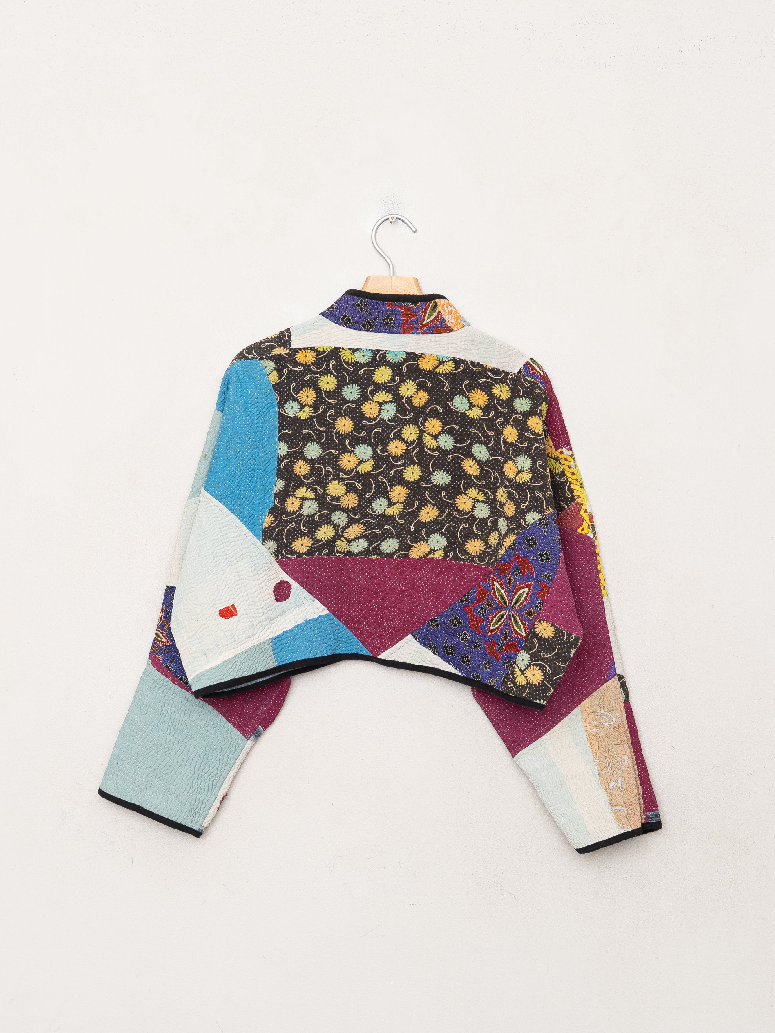 The Kaira Cropped Quilted Patchwork Kantha Jacket