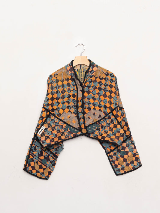 The Kaira Cropped Suzani Quilted Kantha Jacket