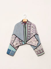 The Kaira Cropped Quilted Patchwork Kantha Jacket