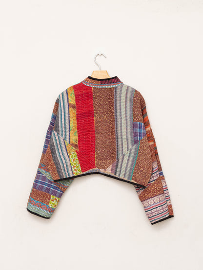 The Kaira Cropped Quilted Patchwork Kantha Jacket