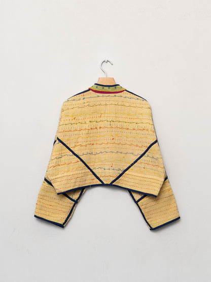 The Kaira Cropped Suzani Cut Out Kantha Jacket