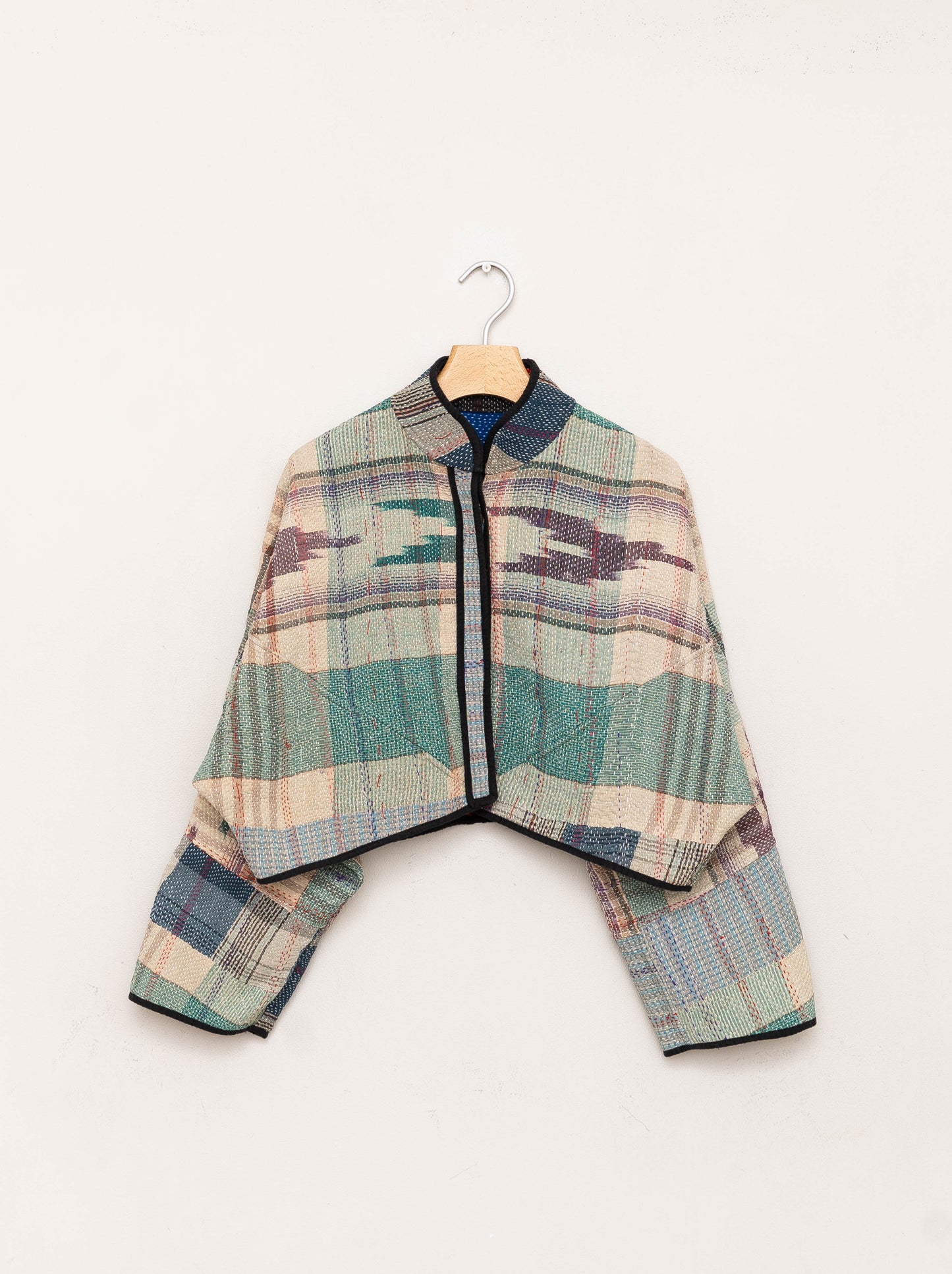 The Kaira Cropped Quilted Patchwork Kantha Jacket