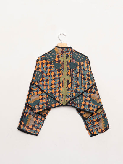 The Kaira Cropped Suzani Quilted Kantha Jacket