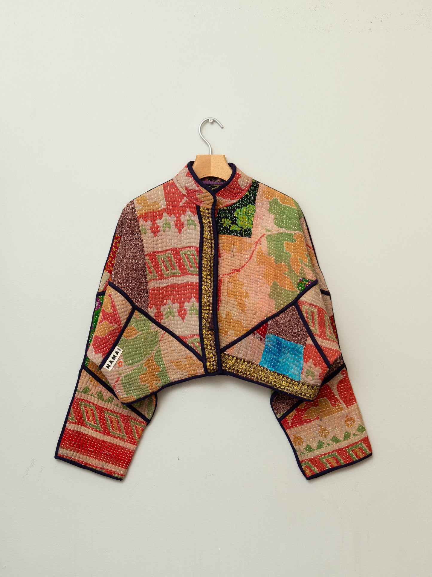 The Kaira Cropped Quilted Patchwork Kantha Jacket