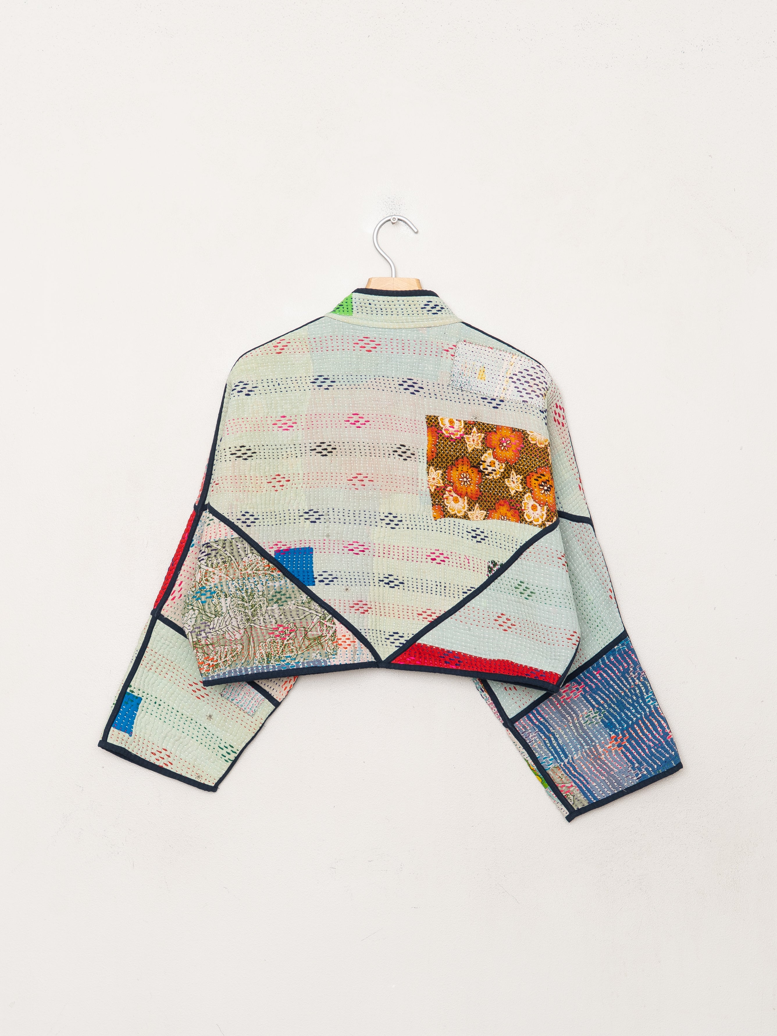 The Kaira Cropped Quilted Patchwork Kantha Jacket