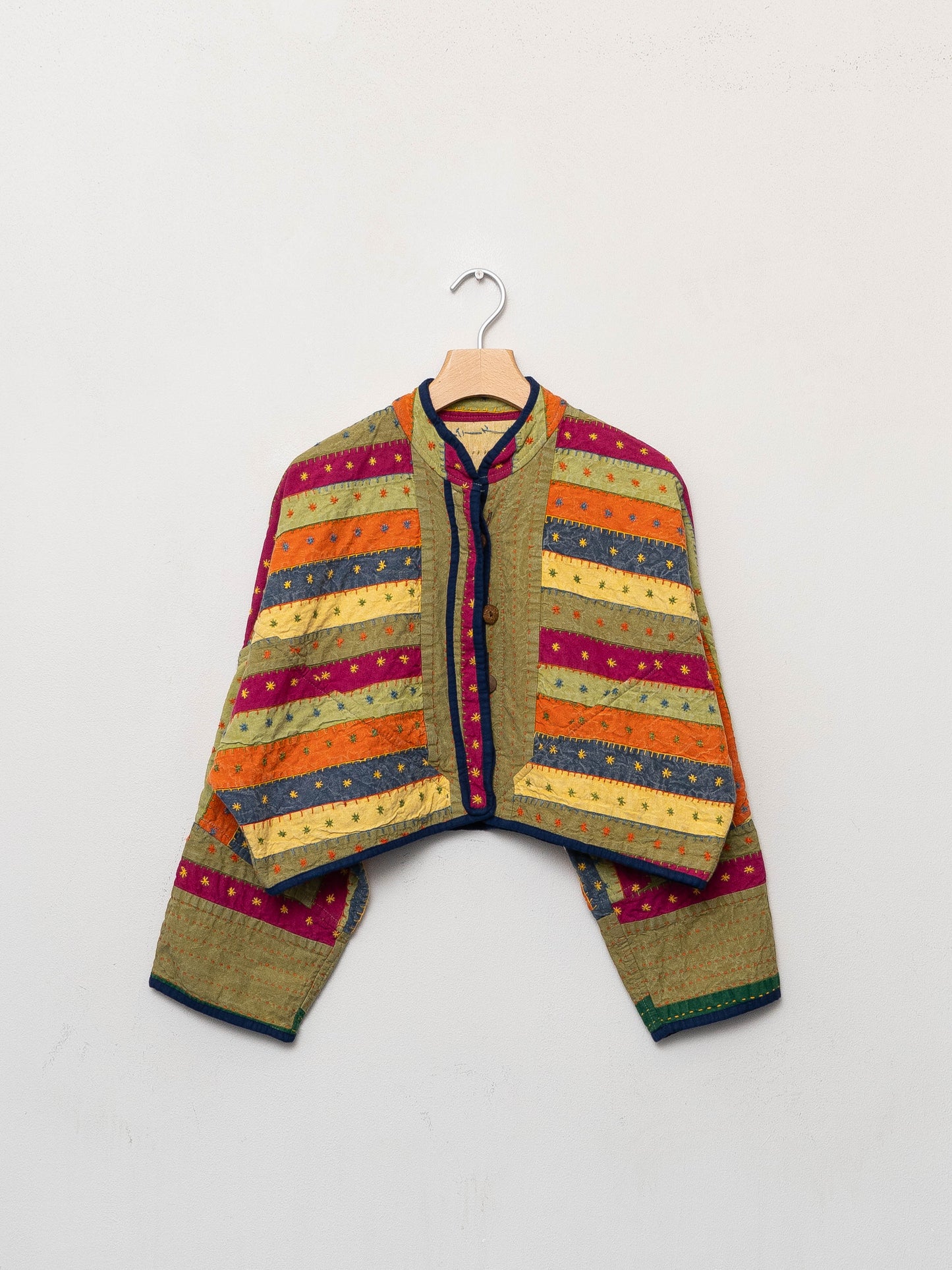 The Kaira Cropped Suzani Cut Out Kantha Jacket