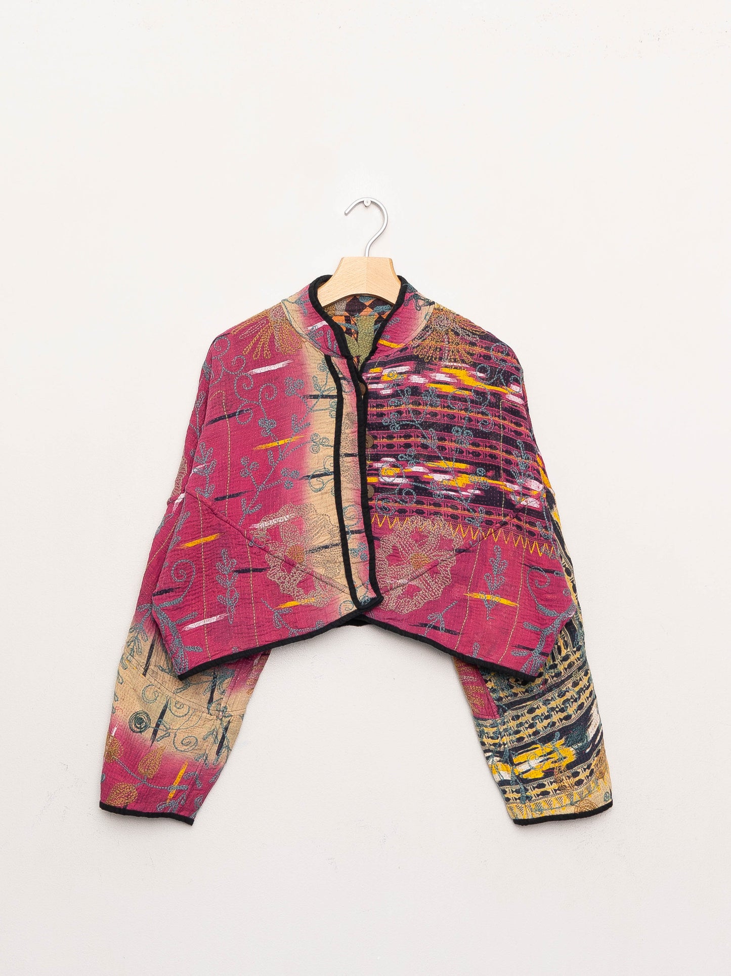 The Kaira Cropped Suzani Quilted Kantha Jacket