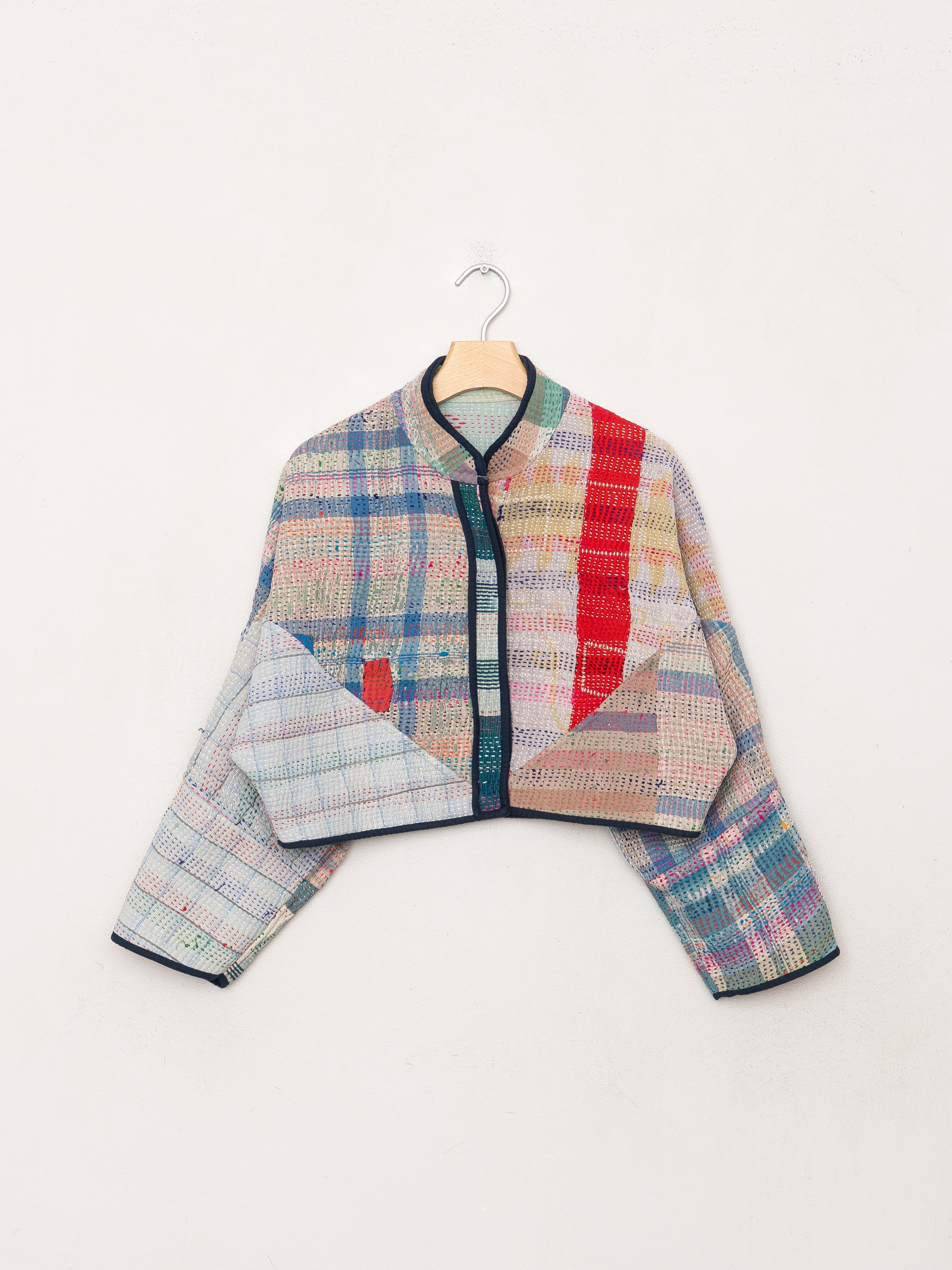 The Kaira Cropped Quilted Patchwork Kantha Jacket