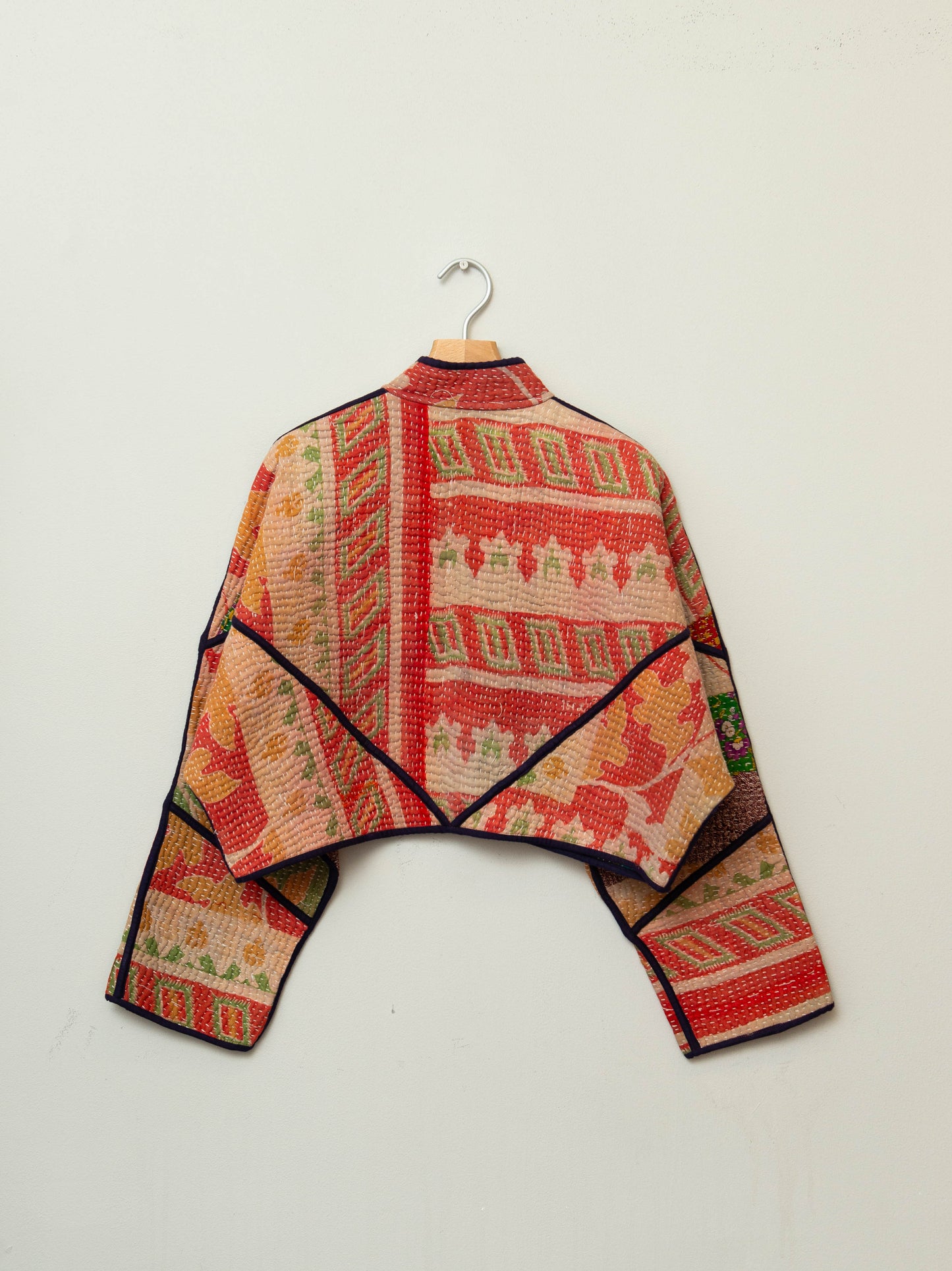 The Kaira Cropped Quilted Patchwork Kantha Jacket