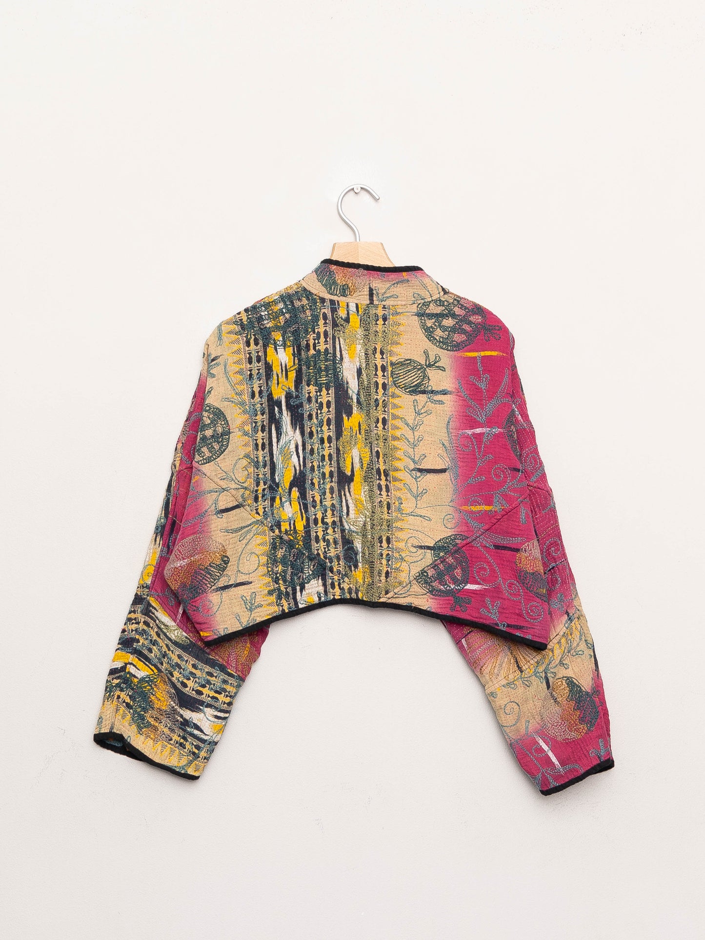 The Kaira Cropped Suzani Quilted Kantha Jacket